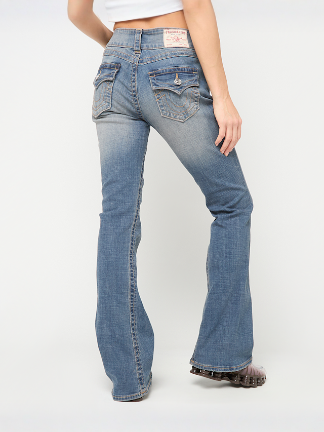 True Religion, JOEY LOW RISE FLARE FLAP, blue, Image 2 of 5