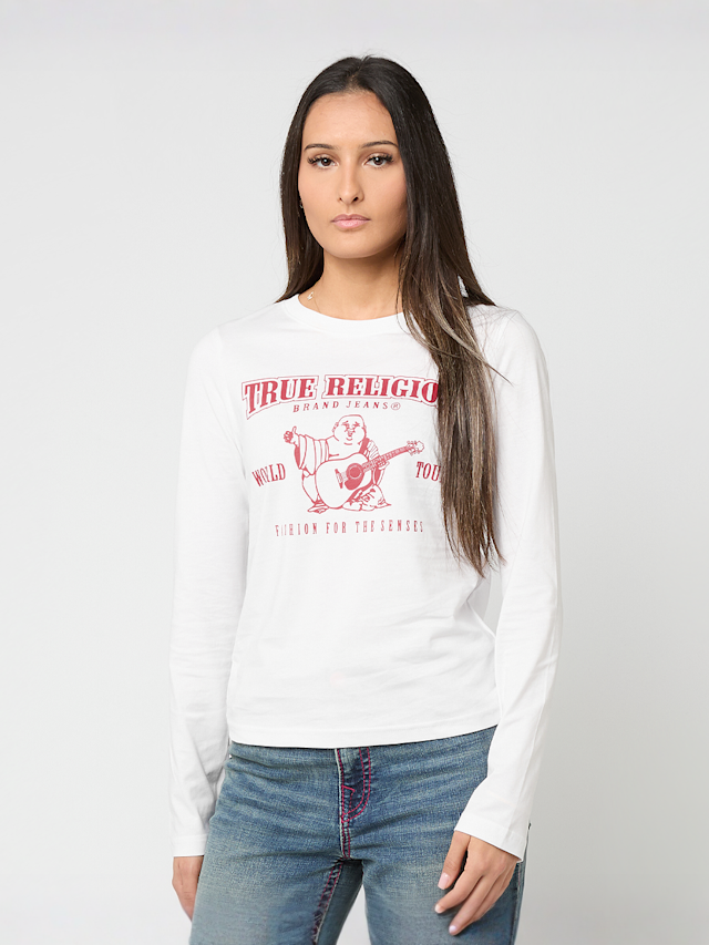 True Religion, Long Sleeve Tee Slim Fit, white, Image 1 of 4