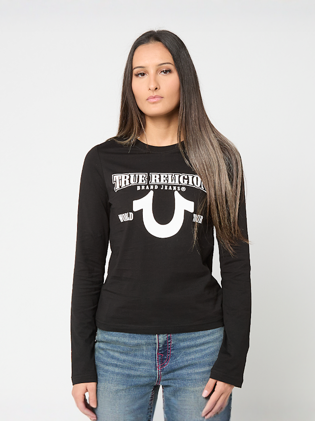 True Religion, Long Sleeve Tee Slim Fit, czarny, Obraz 1 z 4