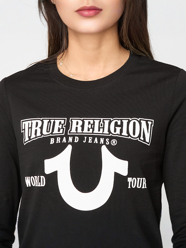 True Religion, Long Sleeve Tee Slim Fit, czarny, Obraz 3 z 4