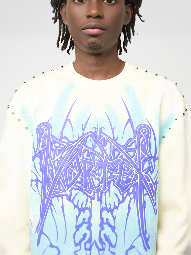 Smoke Rise, Ascended Studded Fleece Crewneck, beż, Obraz 3 z 4