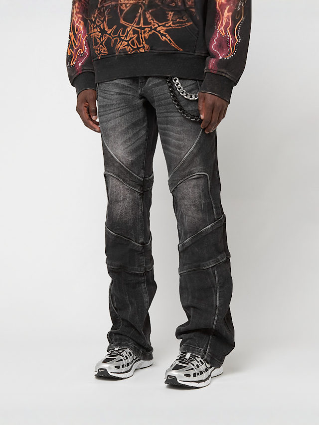Smoke Rise, COLOR BLOCK & PIPING JEANS WILLOW BLACK, black, Image 1 of 5