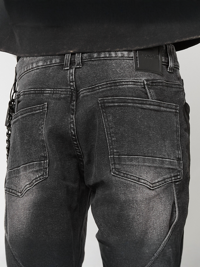 Smoke Rise, COLOR BLOCK & PIPING JEANS WILLOW BLACK, black, Image 4 of 5