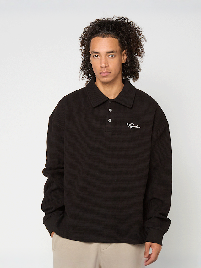 Pegador, Signar Waffle Polo Longsleeve, black, Image 1 of 4