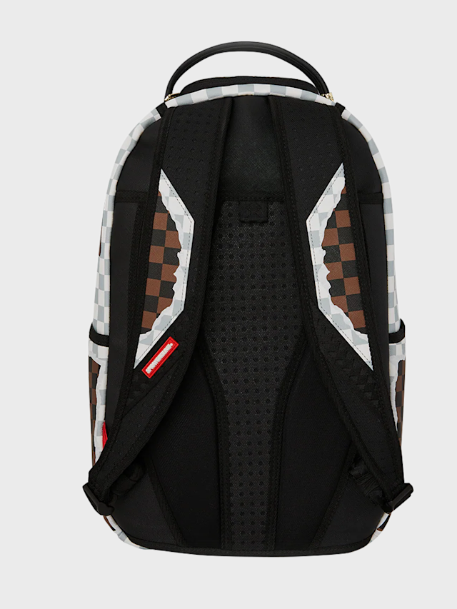 SPRAYGROUND, Cream and Brown Tear Check Backpack, brown, Image 4 of 7