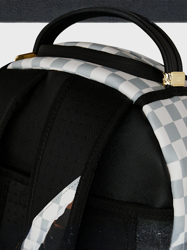 SPRAYGROUND, Cream and Brown Tear Check Backpack, brown, Image 6 of 7