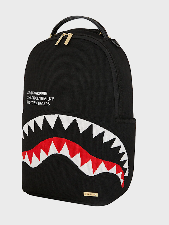 SPRAYGROUND, Shark Central Knit Backpack, black, Image 2 of 8