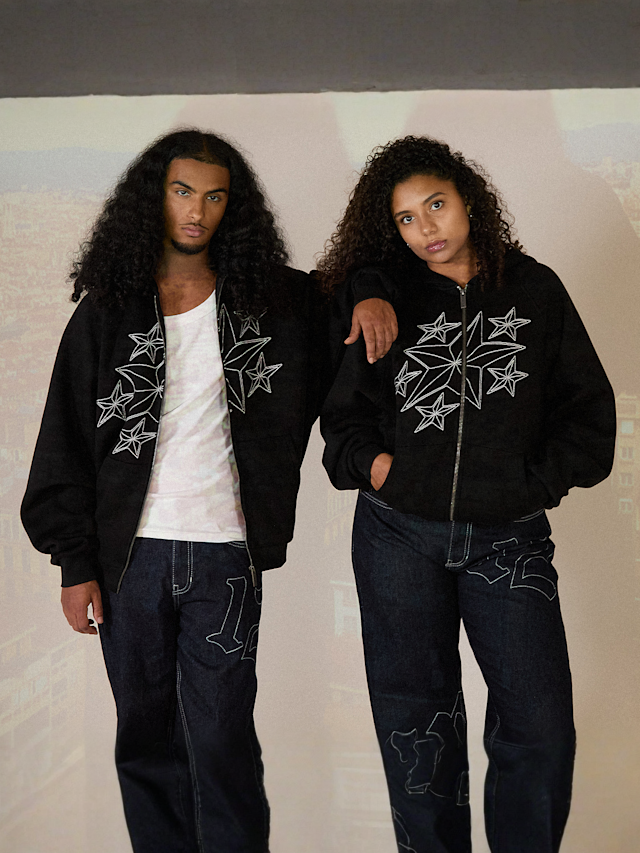 125mm x SNIPES, Oversized Raglan Zip Hoodie 125mm x SNIPES, zwart, Afbeelding 1 van 8