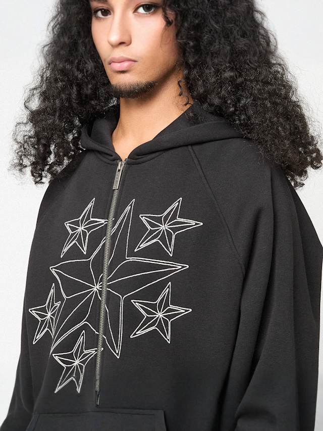 125mm x SNIPES, Oversized Raglan Zip Hoodie 125mm x SNIPES, zwart, Afbeelding 4 van 8