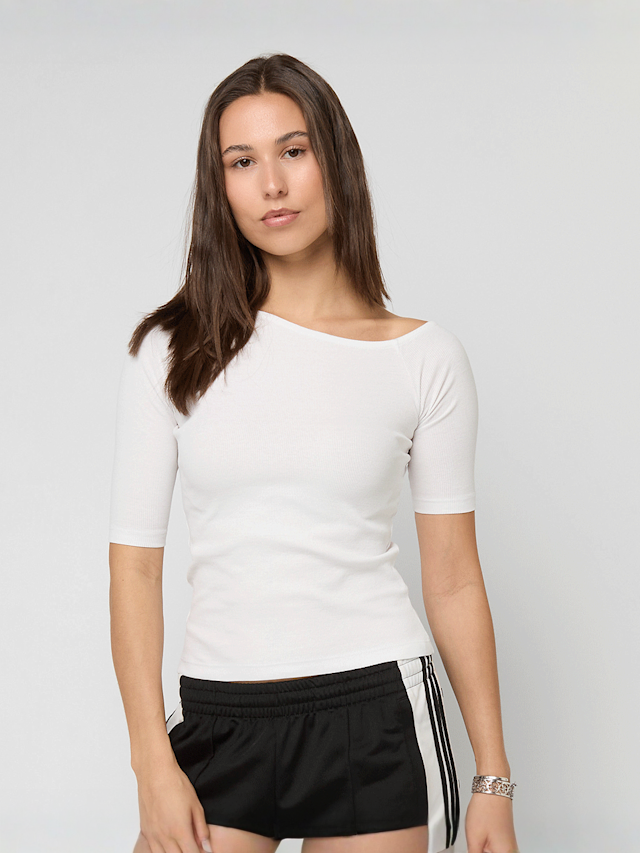 Urban Classics, Organic Asymmetric Rib Tee, white, Image 1 of 3