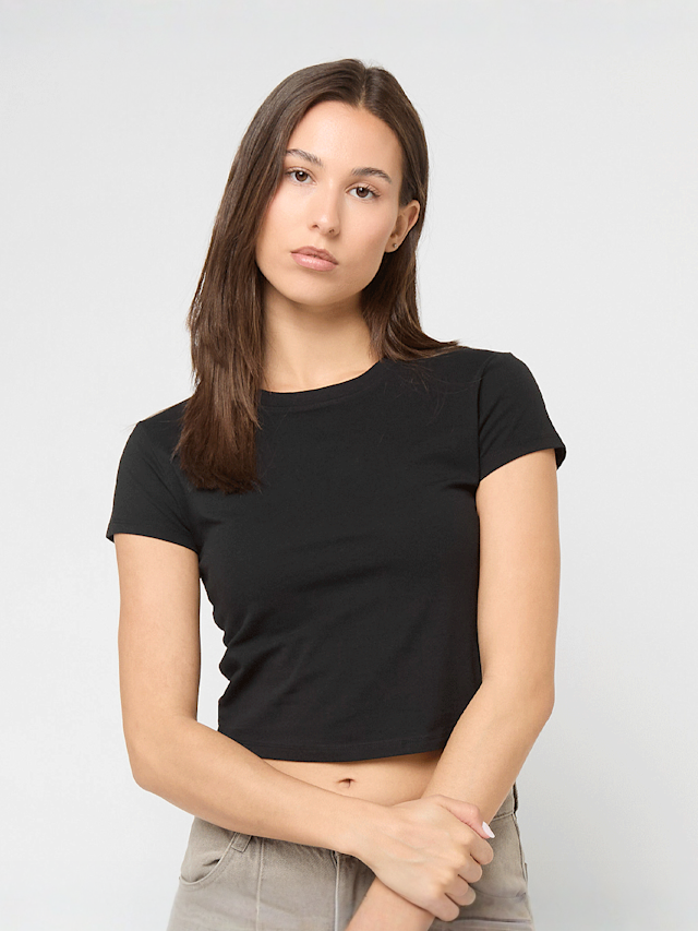 Urban Classics, Ladies Stretch Jersey Cropped Tee, black, Image 1 of 3