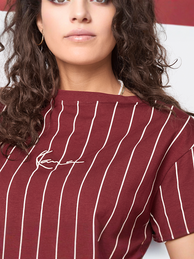 Karl Kani, Small Signature Essential Pinstripe Oversized Tee, red, Image 3 of 4