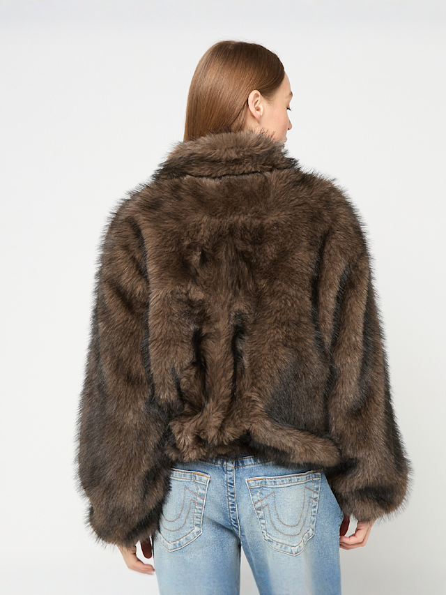 Karl Kani, Metal Signature Faux Fur Jacket, bruin, Afbeelding 2 van 4