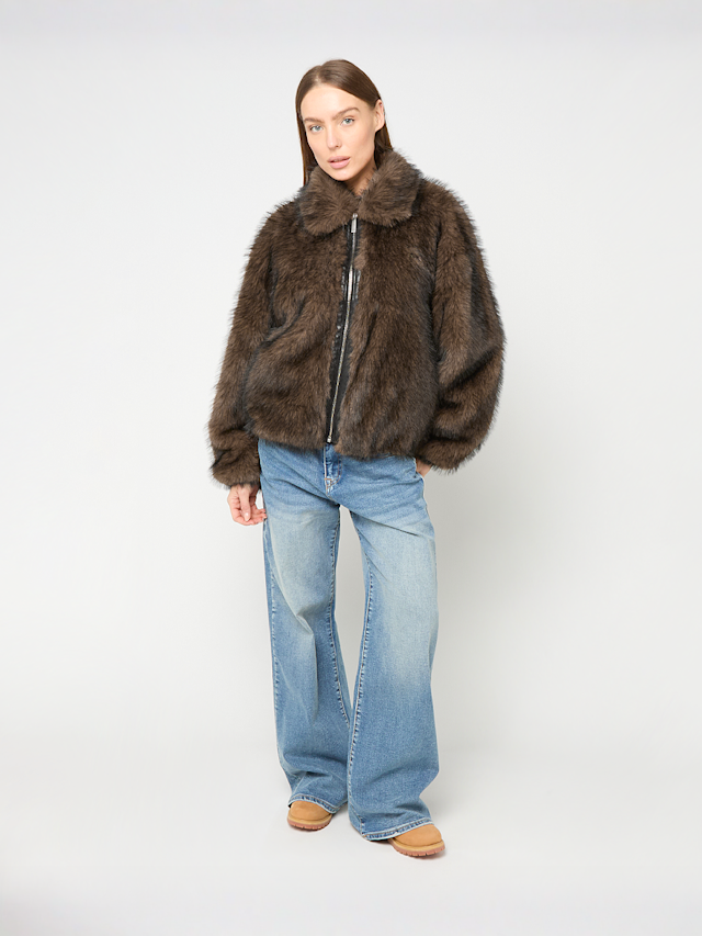Karl Kani, Metal Signature Faux Fur Jacket, bruin, Afbeelding 4 van 4