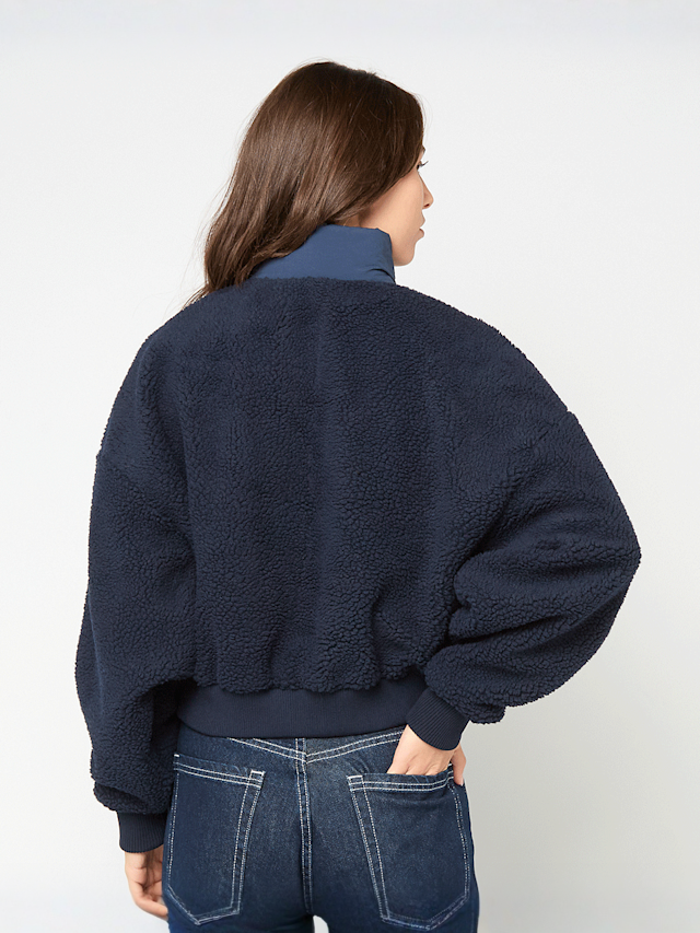 Karl Kani, OG Crop Teddy Bomber Jacket, blue, Image 2 of 5