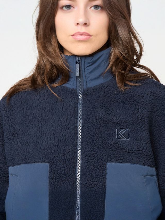 Karl Kani, OG Crop Teddy Bomber Jacket, blue, Image 3 of 5