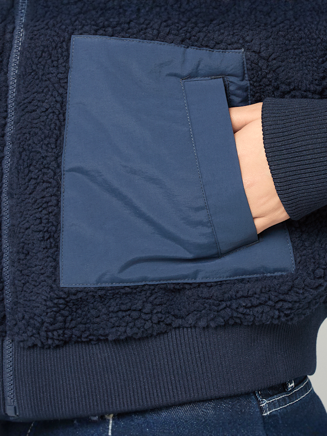 Karl Kani, OG Crop Teddy Bomber Jacket, blue, Image 4 of 5