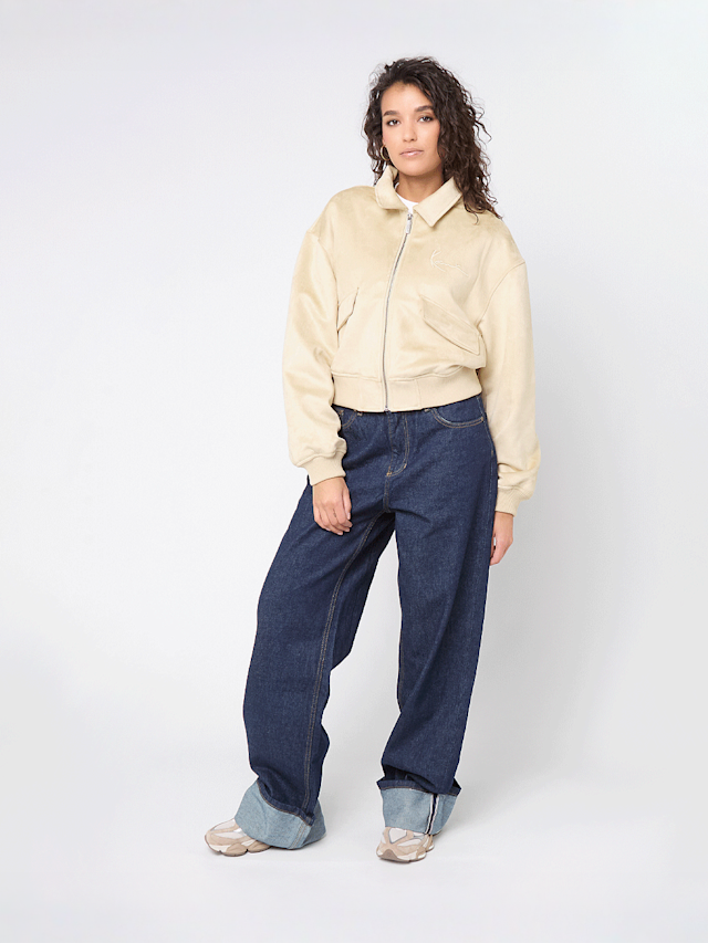 Karl Kani, Signature Faux Suede OS Bomber Jacket, beige, Image 4 of 4