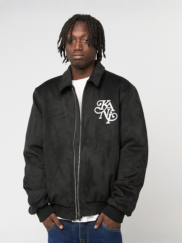 Karl Kani, Kani Legacy Faux Suede Bowling Jacket, black, Image 1 of 5
