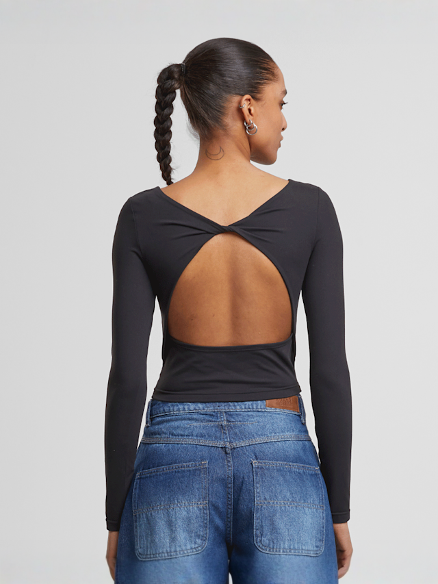 Urban Classics, Ladies Slim Fit Longsleeve, black, Image 1 of 4