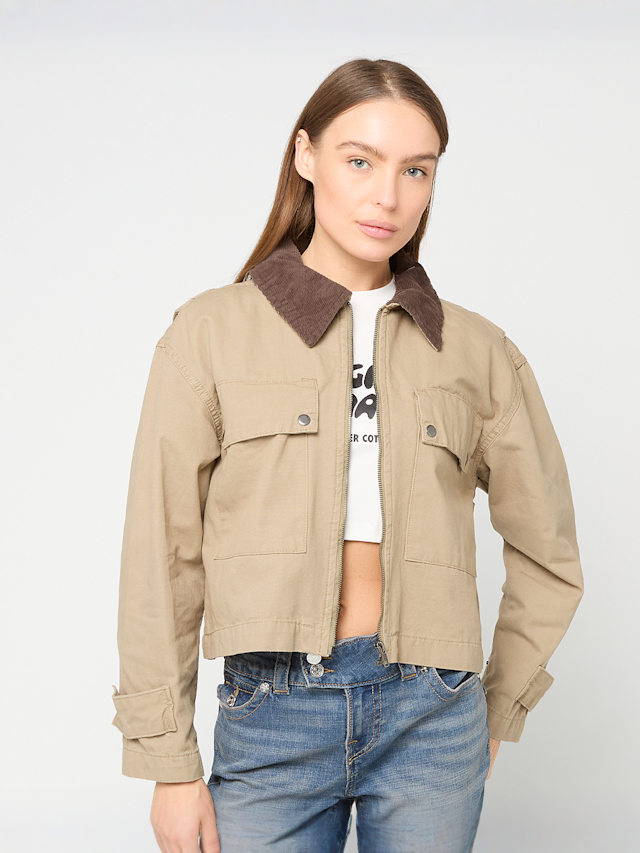 Urban Classics, Ladies Workwear Cropped Cotton Jacket, beige, Afbeelding 1 van 4