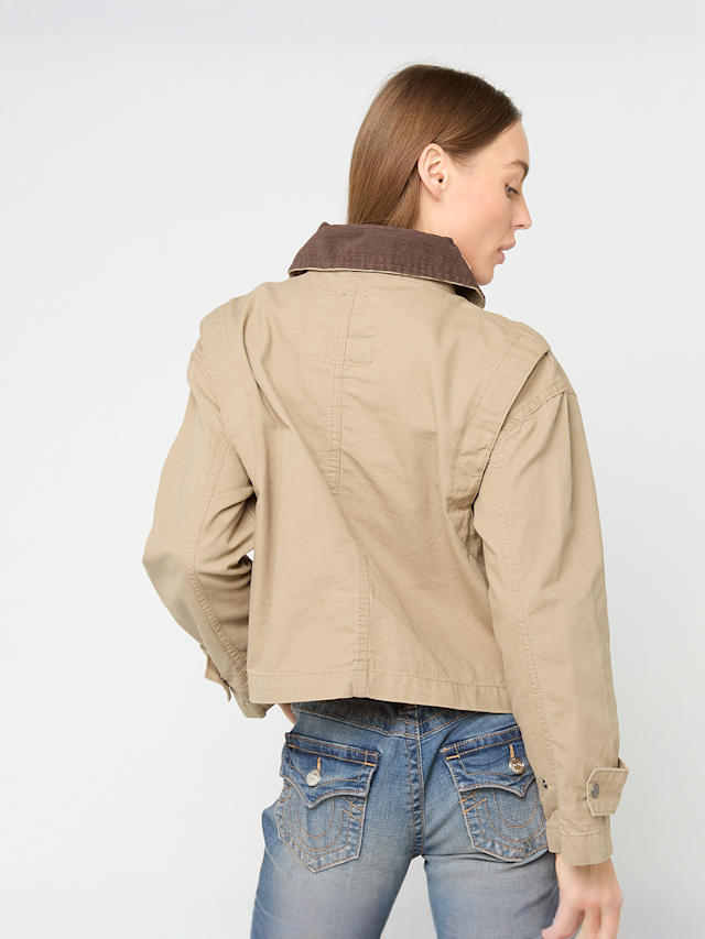 Urban Classics, Ladies Workwear Cropped Cotton Jacket, beige, Afbeelding 2 van 4