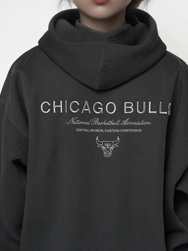 New Era, NBA LINEAR OS ZT HOODIE CHICAGO BULLS BLK, black, Image 5 of 6