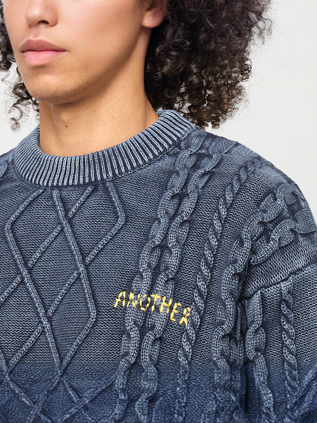 Another Cotton Lab, Another Kable Knit Sweater, blue, Image 3 of 5