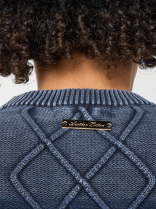 Another Cotton Lab, Another Kable Knit Sweater, blue, Image 4 of 5