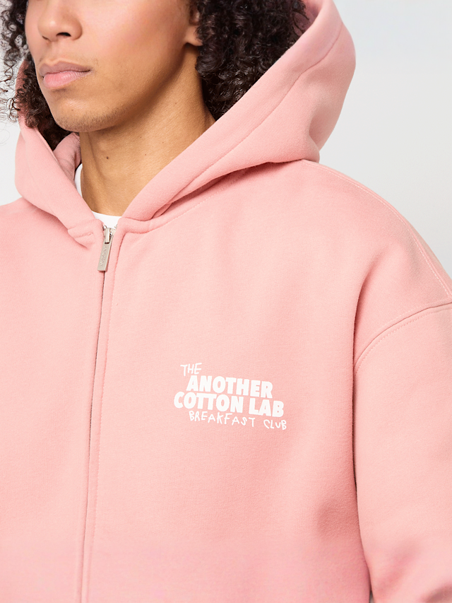 Another Cotton Lab, Hangover Breakfast Zip Hoodie, light pink, Image 3 of 5