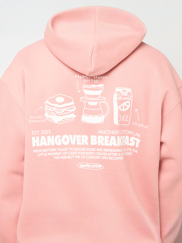 Another Cotton Lab, Hangover Breakfast Zip Hoodie, light pink, Image 4 of 5