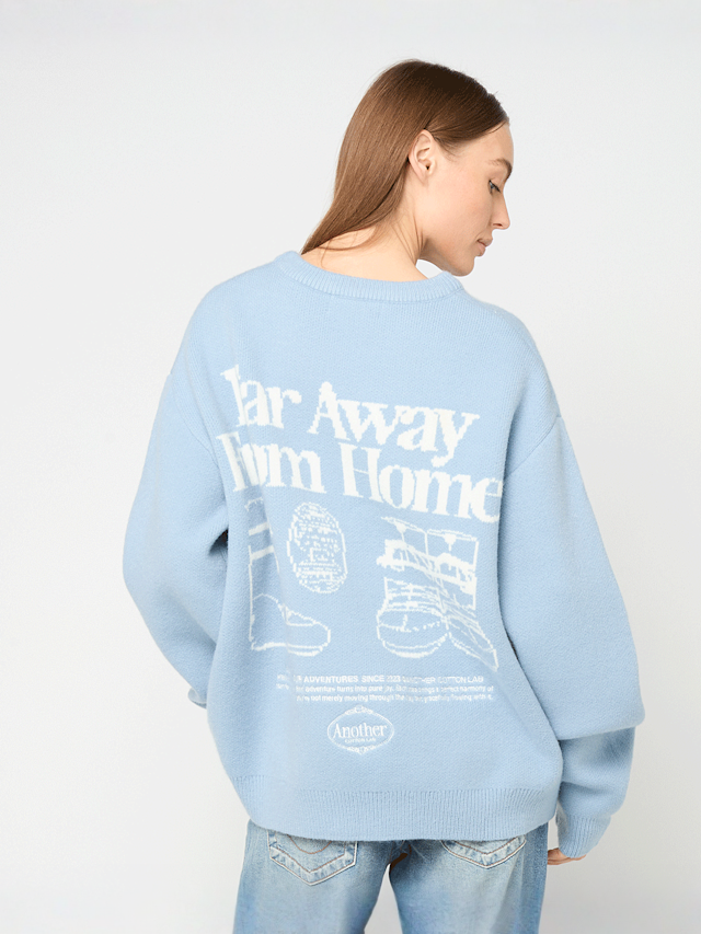 Another Cotton Lab, Far Away From Home Knit Sweater, blue, Image 1 of 5