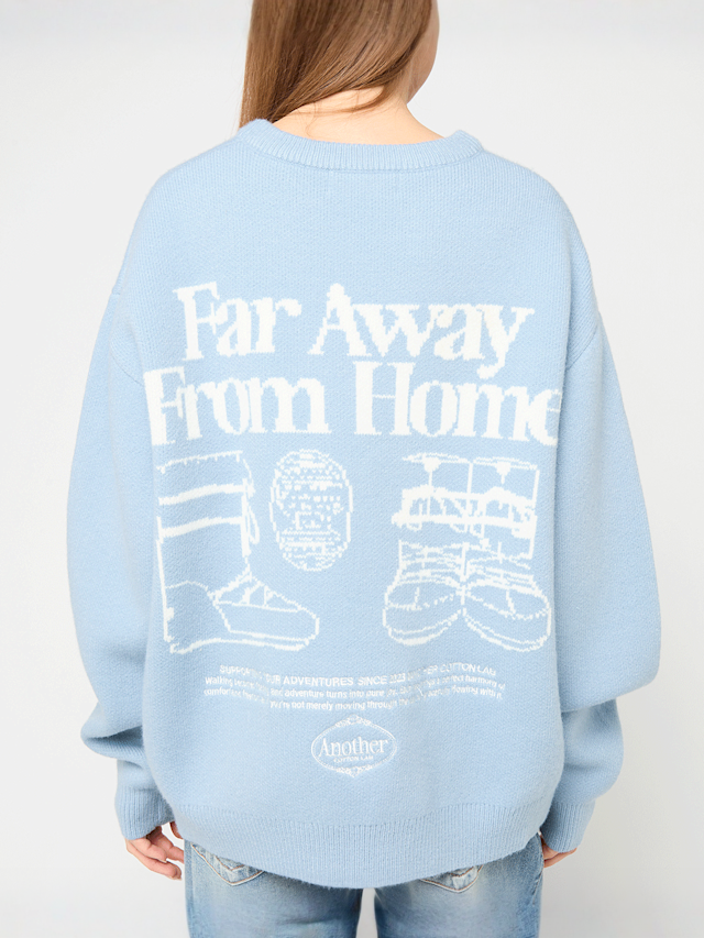 Another Cotton Lab, Far Away From Home Knit Sweater, blue, Image 4 of 5