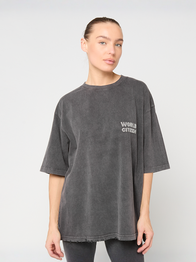 Felicious, Vinatge Oversize T-Shirt Rhinestones, grijs, Afbeelding 2 van 5