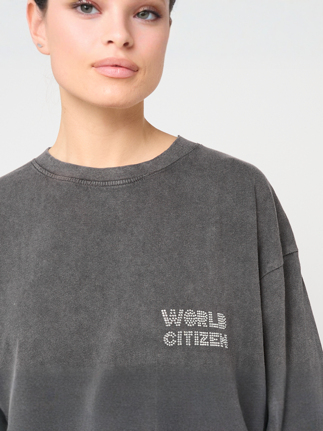 Felicious, Vinatge Oversize T-Shirt Rhinestones, grey, Image 3 of 5