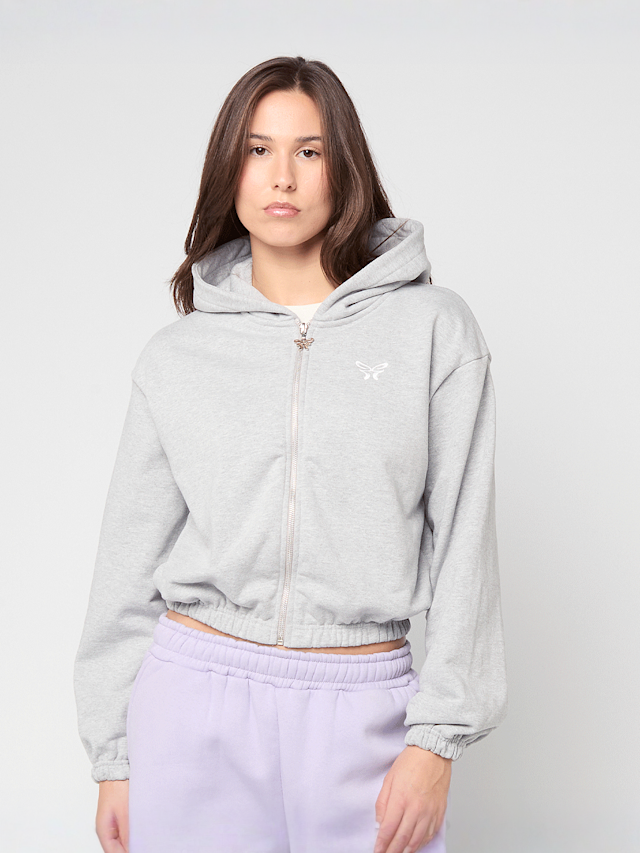 Felicious, Cropped Terry Zip Hoodie, grey, Image 1 of 4