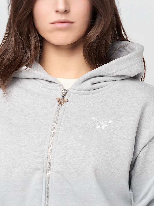 Felicious, Cropped Terry Zip Hoodie, grey, Image 3 of 4