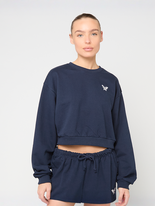 Felicious, Cropped Terry Crewneck, blauw, Afbeelding 1 van 4