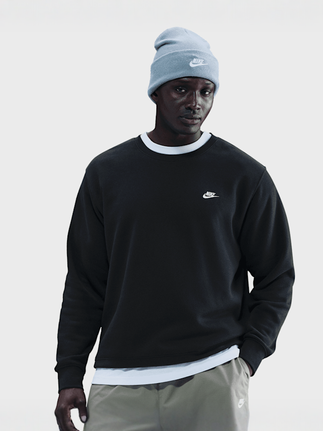 Nike, Club Fleece Crew, black, Image 1 of 4