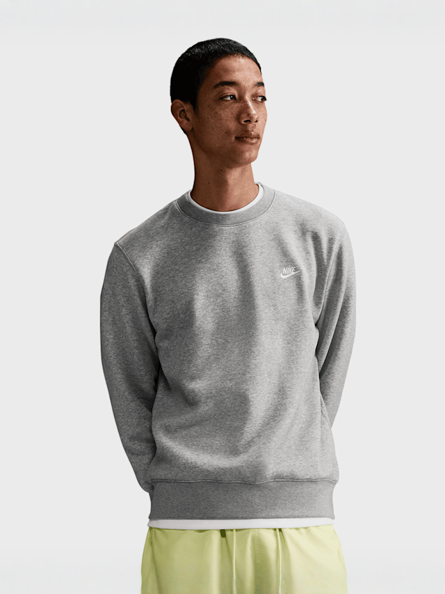 Nike, Club Fleece Crew, grey, Image 1 of 4