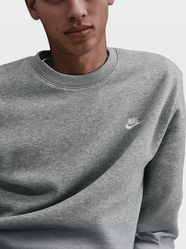 Nike, Club Fleece Crew, grey, Image 3 of 4