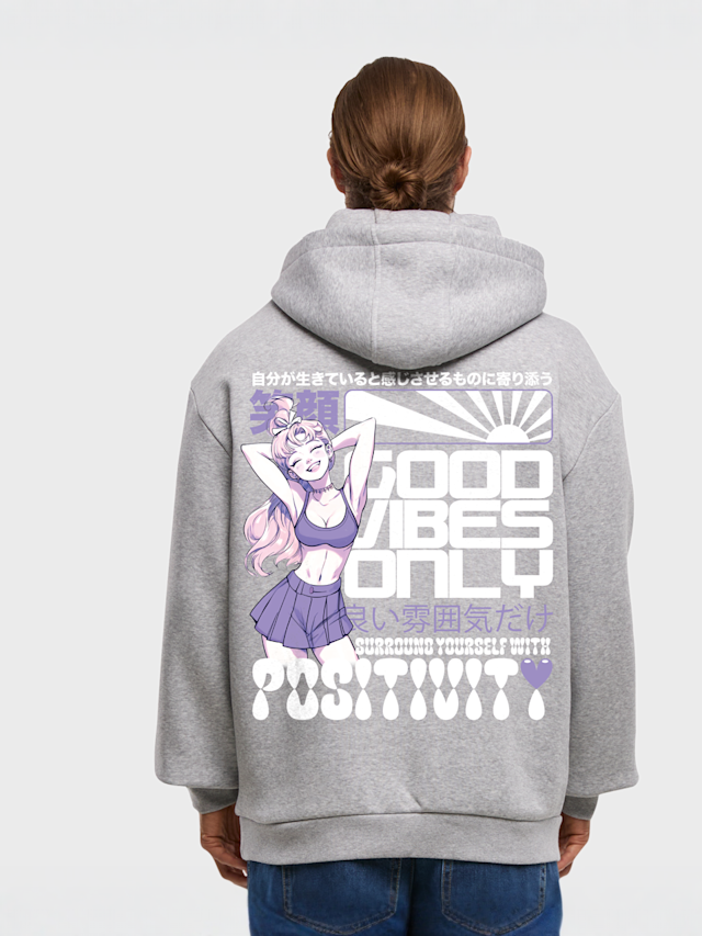 Mister Tee, Manga Girl Fluffy Hoody heathergrey, grey, Image 1 of 4