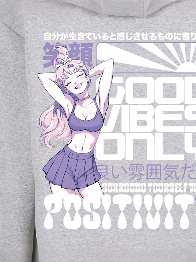 Mister Tee, Manga Girl Fluffy Hoody heathergrey, grey, Image 4 of 4