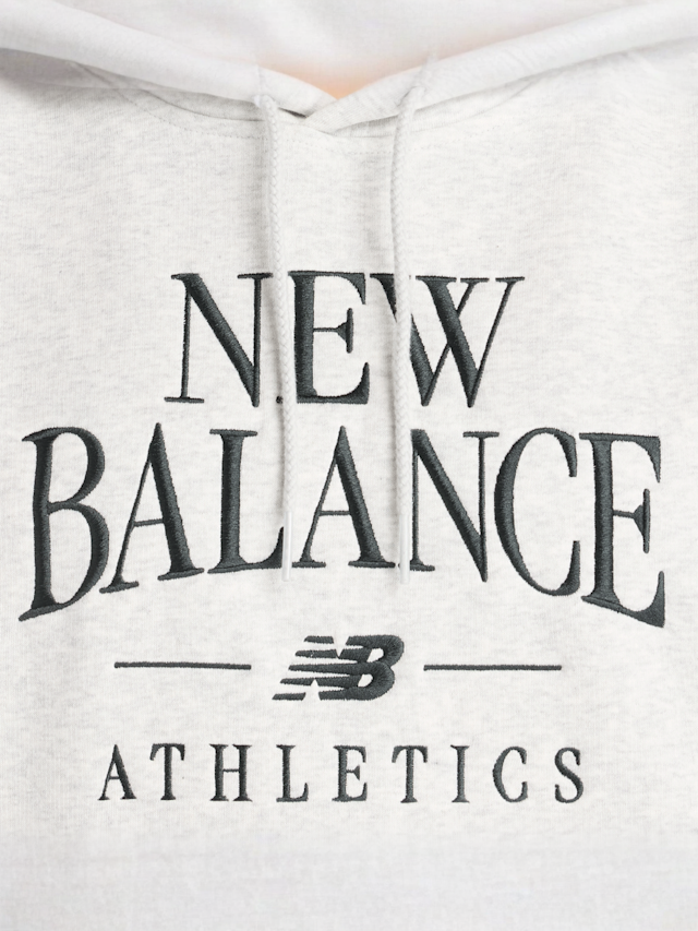 New Balance, Linear Heritage Fleece Hoodie, grey, Image 3 of 5