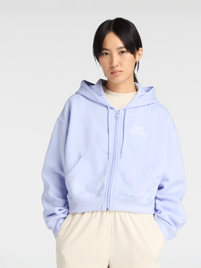 New Balance, Linear Heritage Fleece Full Zip, blauw, Afbeelding 1 van 6