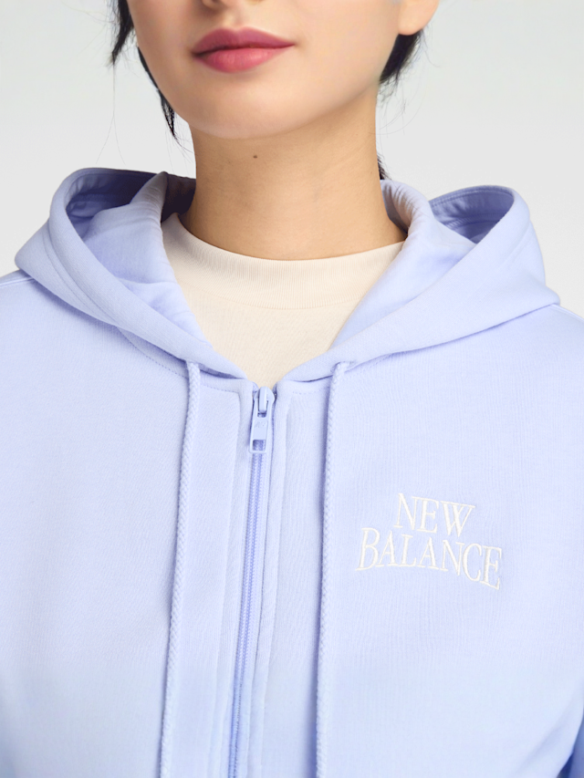 New Balance, Linear Heritage Fleece Full Zip, blauw, Afbeelding 3 van 6