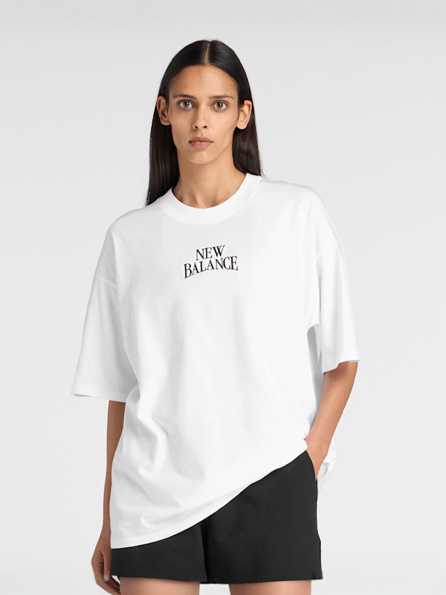 New Balance, Linear Heritage Oversized T-Shirt, white, Image 1 of 5