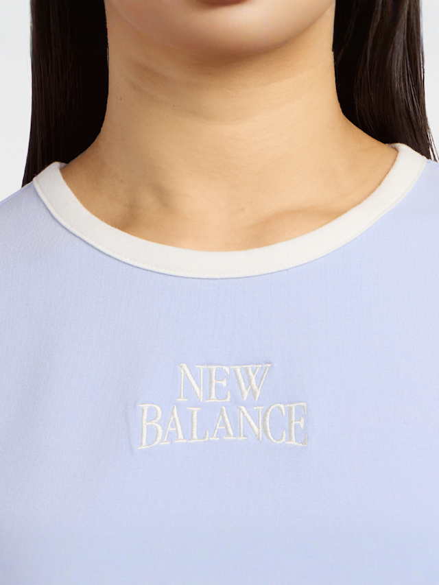 New Balance, Linear Heritage Ringer T-Shirt, blue, Image 3 of 5