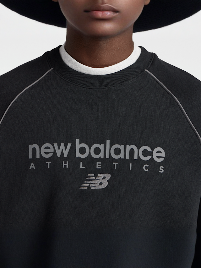 New Balance, Linear Graphic Fleece Crew, zwart, Afbeelding 3 van 4