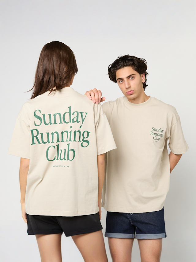 Another Cotton Lab, Sunday Running Club Oversized T-Shirt, beige, Image 1 of 6